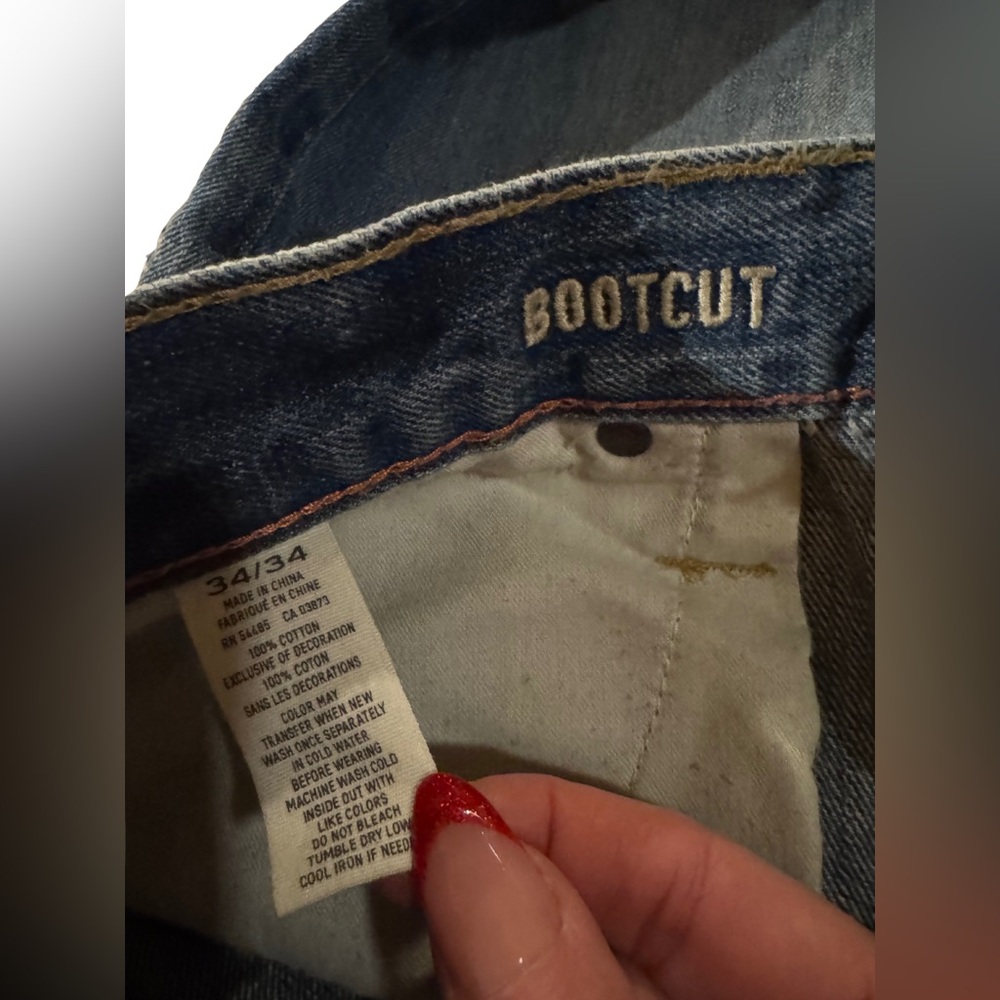 American Eagle Relaxed Fit Bootcut Distressed Jeans 34x34 - Picture 11 of 12